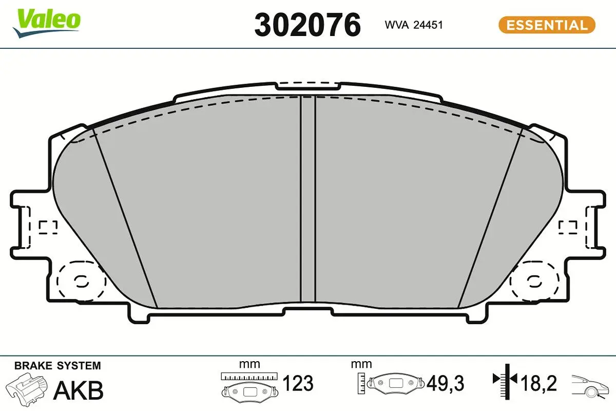 Sada brzdových destiček, kotoučová brzda VALEO 302076