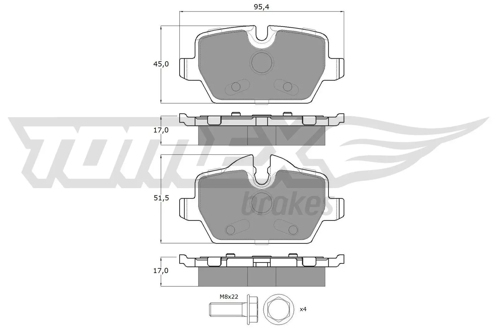 Sada brzdových destiček, kotoučová brzda TOMEX Brakes 14-34