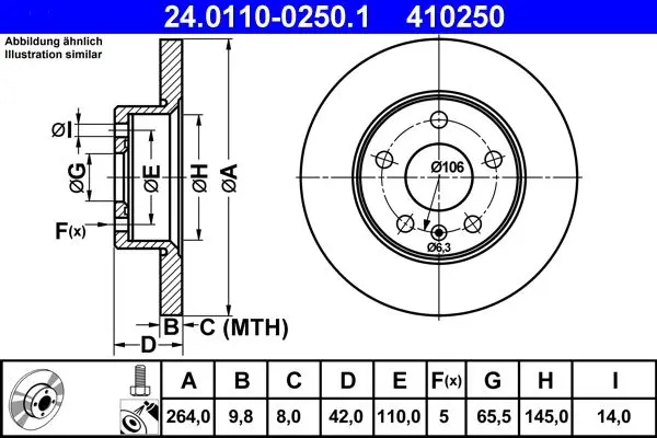 Brzdový kotouč ATE 24.0110-0250.1