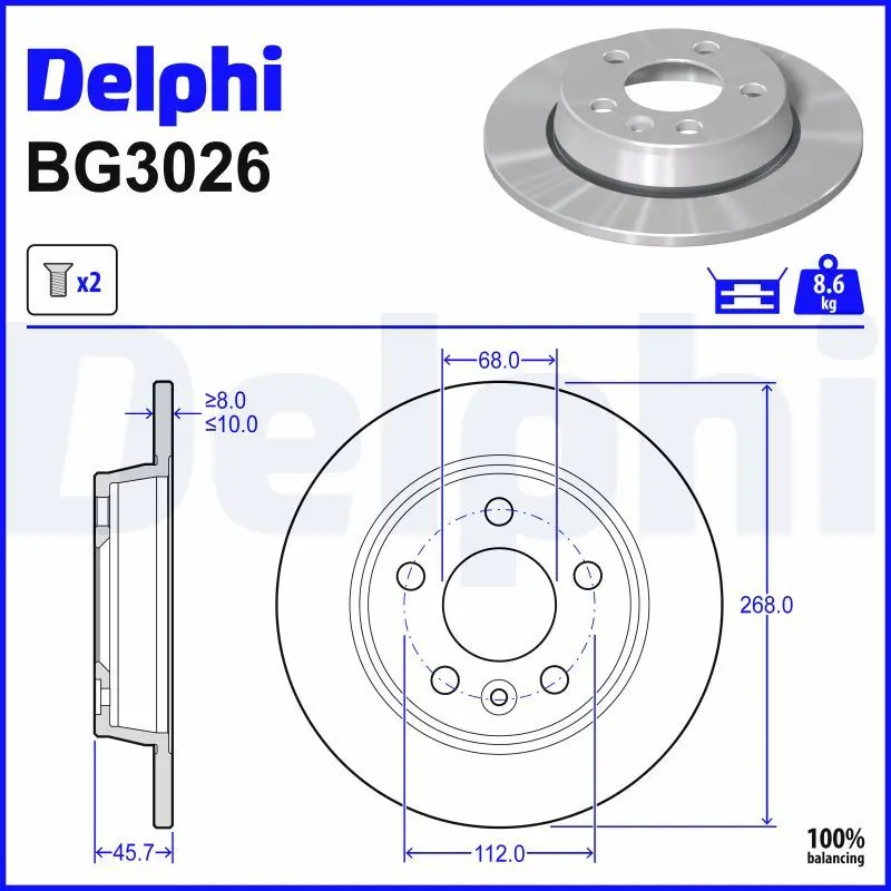 Brzdový kotouč DELPHI BG3026
