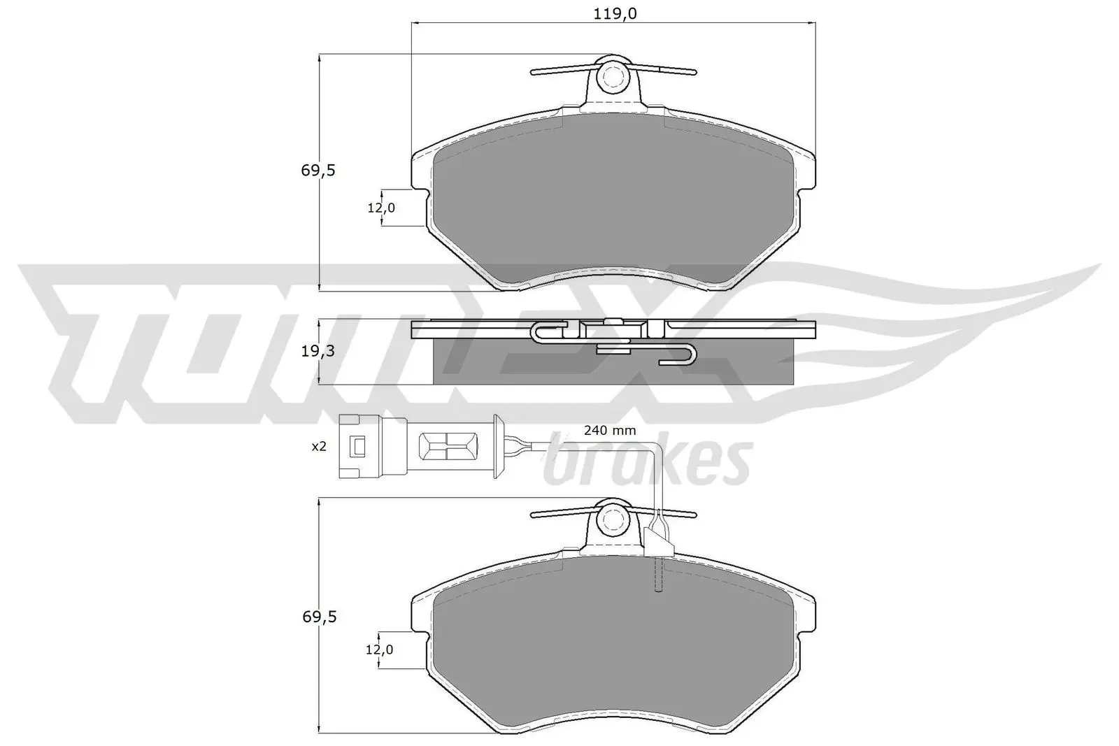 Sada brzdových destiček, kotoučová brzda TOMEX Brakes 10-111