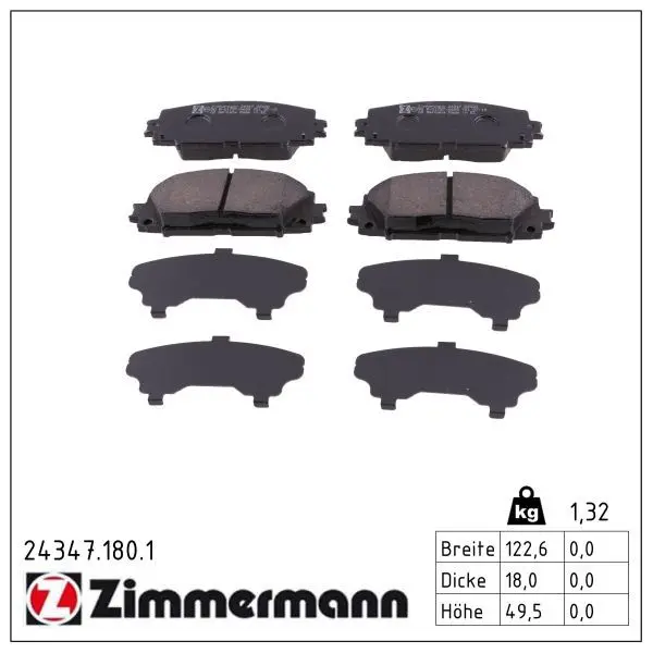 Sada brzdových destiček, kotoučová brzda ZIMMERMANN 24347.180.1