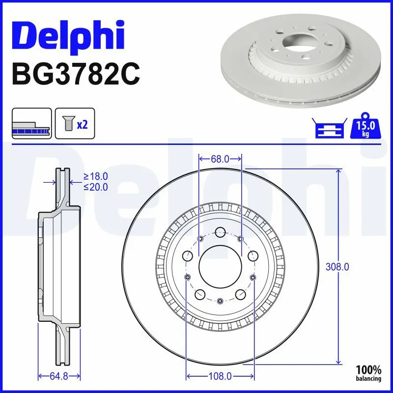 Brzdový kotouč DELPHI BG3782C