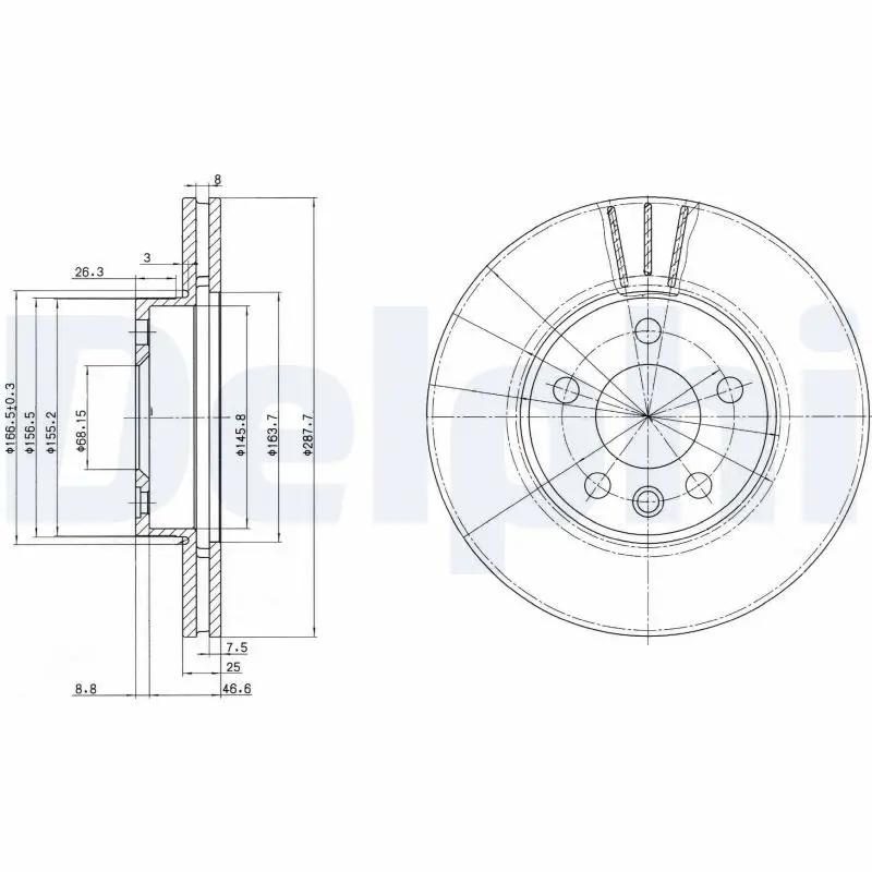 DELPHI Brzdový kotouč BG3025