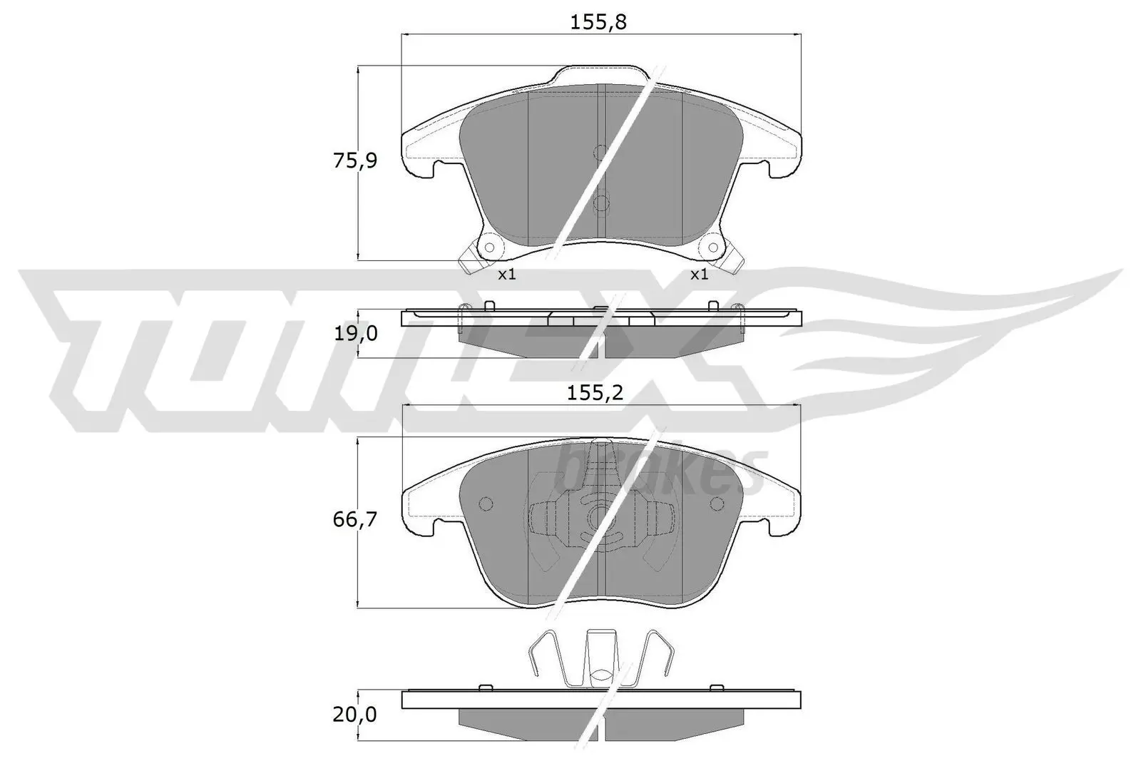 Sada brzdových destiček, kotoučová brzda TOMEX Brakes 17-75