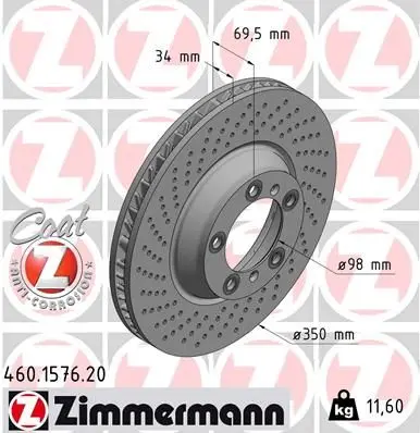 Brzdový kotouč ZIMMERMANN 460.1576.20