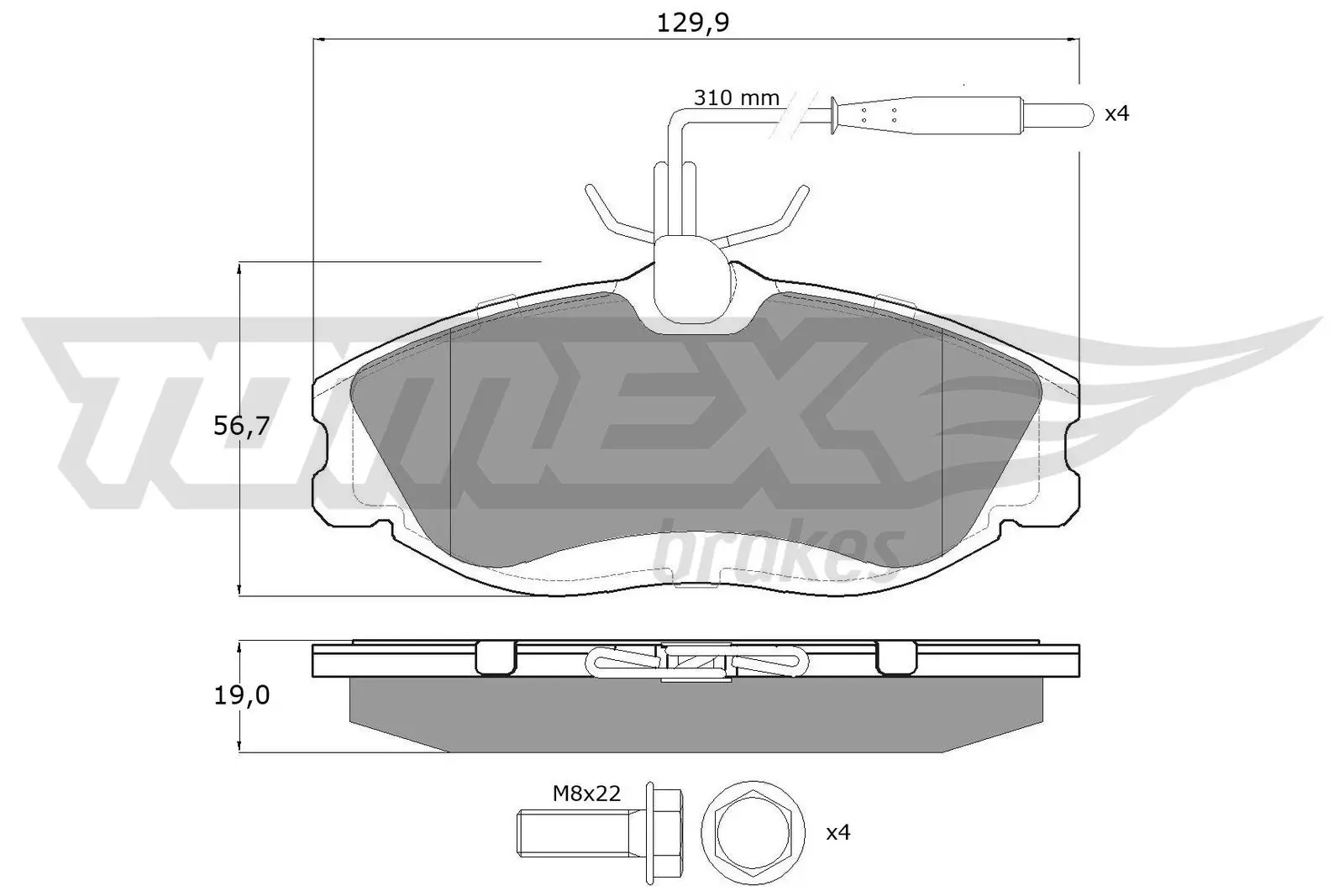 Sada brzdových destiček, kotoučová brzda TOMEX Brakes 11-62