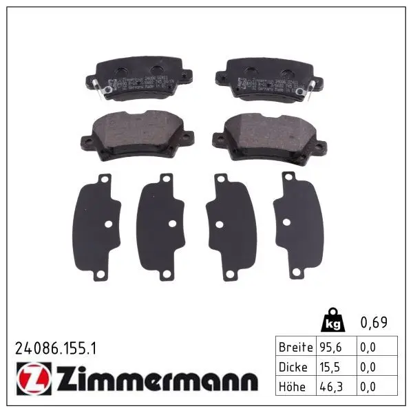Sada brzdových destiček, kotoučová brzda ZIMMERMANN 24086.155.1
