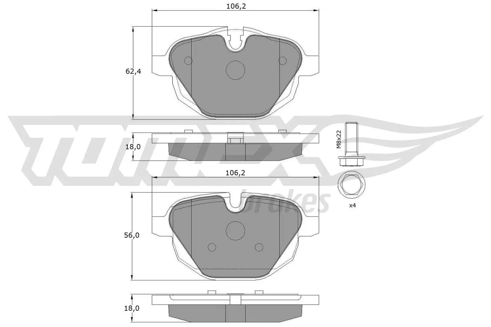 Sada brzdových destiček, kotoučová brzda TOMEX Brakes 17-34