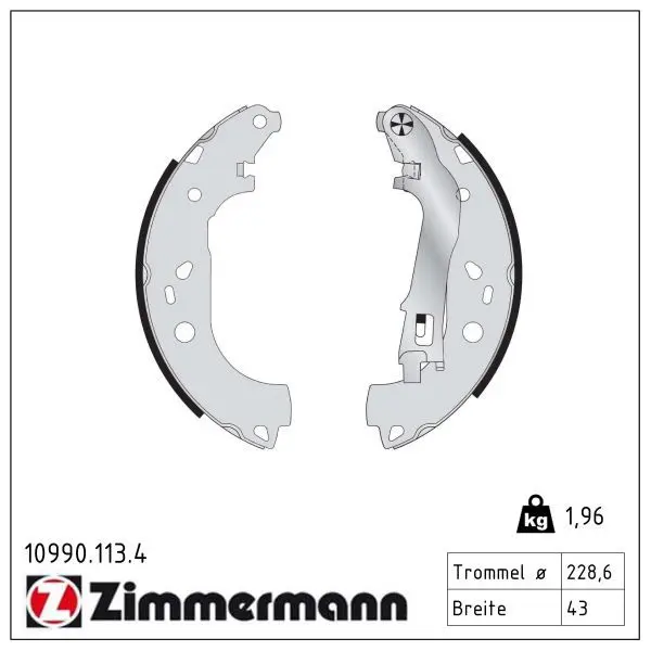 ZIMMERMANN Sada brzdových čelistí 109901134