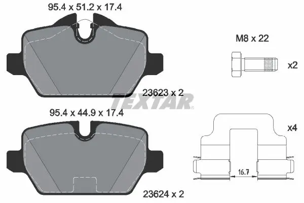TEXTAR Sada brzdových destiček, kotoučová brzda 2362303
