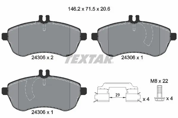 TEXTAR Sada brzdových destiček, kotoučová brzda 2430602
