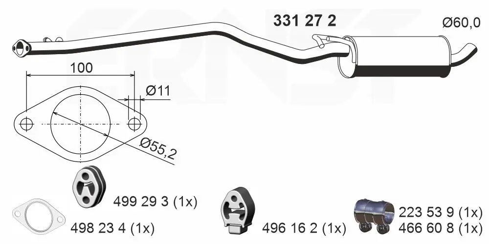Střední tlumič výfuku ERNST 331272
