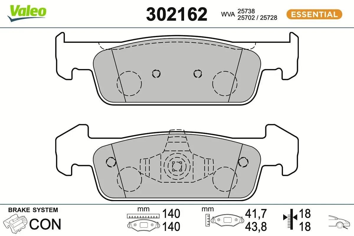 Sada brzdových destiček, kotoučová brzda VALEO 302162