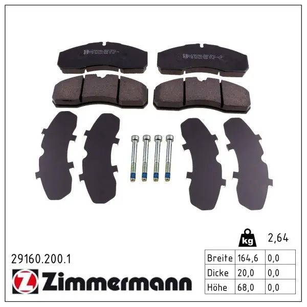 Sada brzdových destiček, kotoučová brzda ZIMMERMANN 29160.200.1