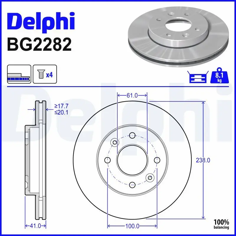 Brzdový kotouč DELPHI BG2282