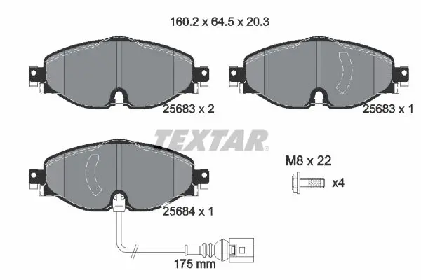 TEXTAR Sada brzdových destiček, kotoučová brzda 2568301