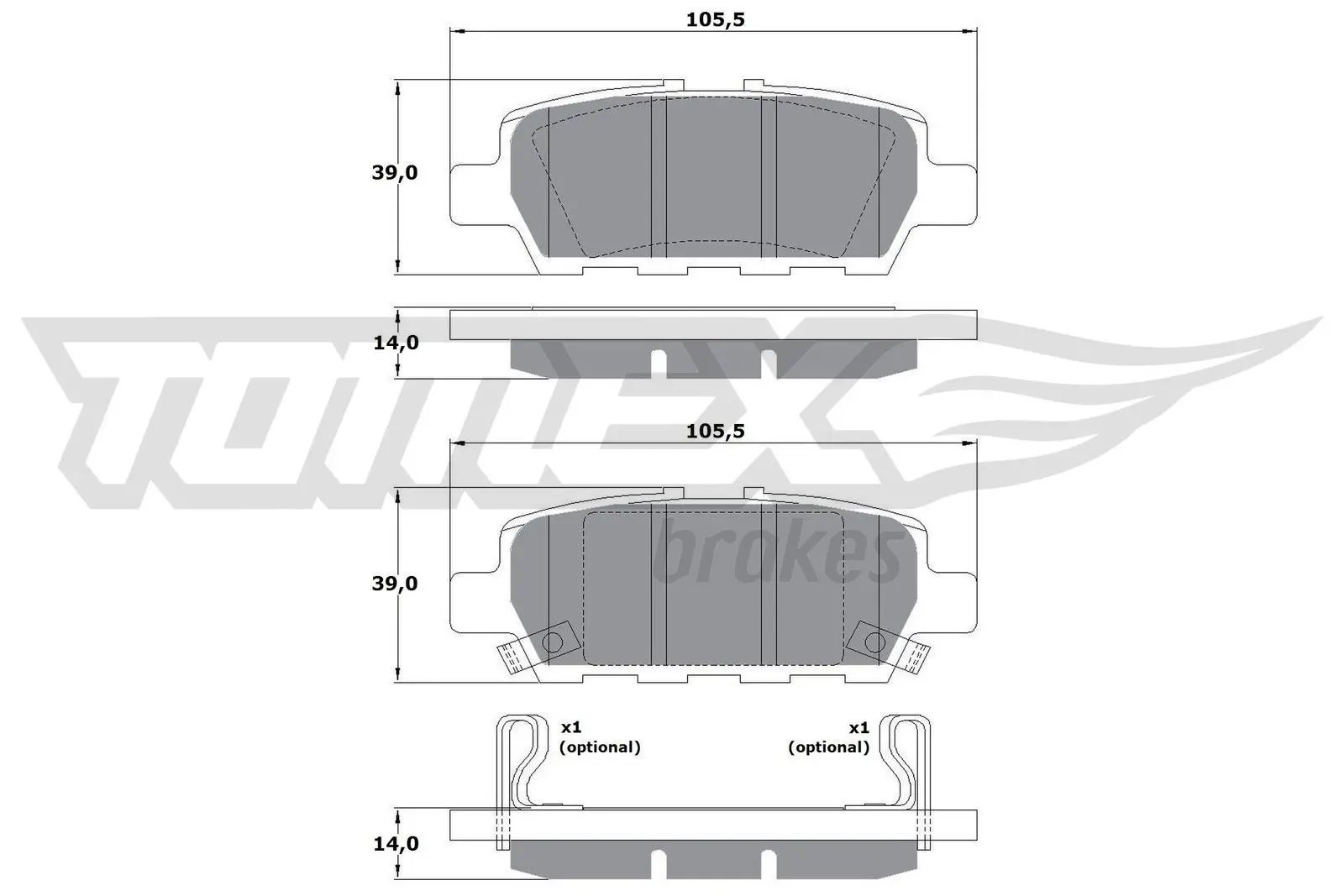 Sada brzdových destiček, kotoučová brzda TOMEX Brakes 17-57
