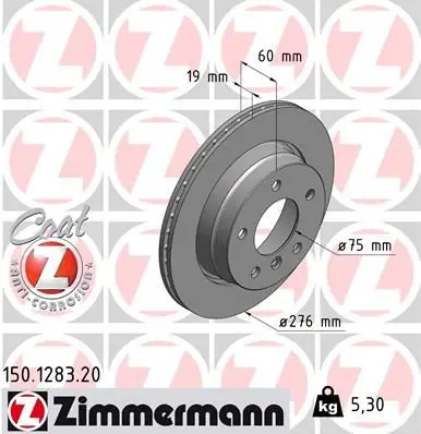 Brzdový kotouč ZIMMERMANN 150.1283.20