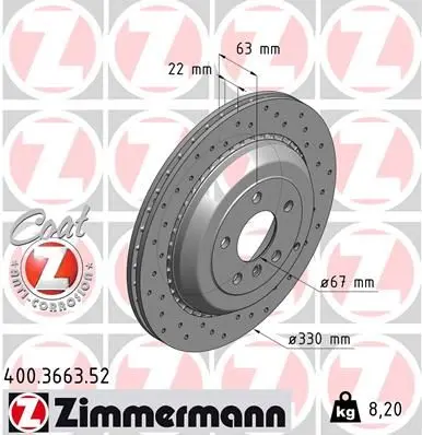Brzdový kotouč ZIMMERMANN 400.3663.52