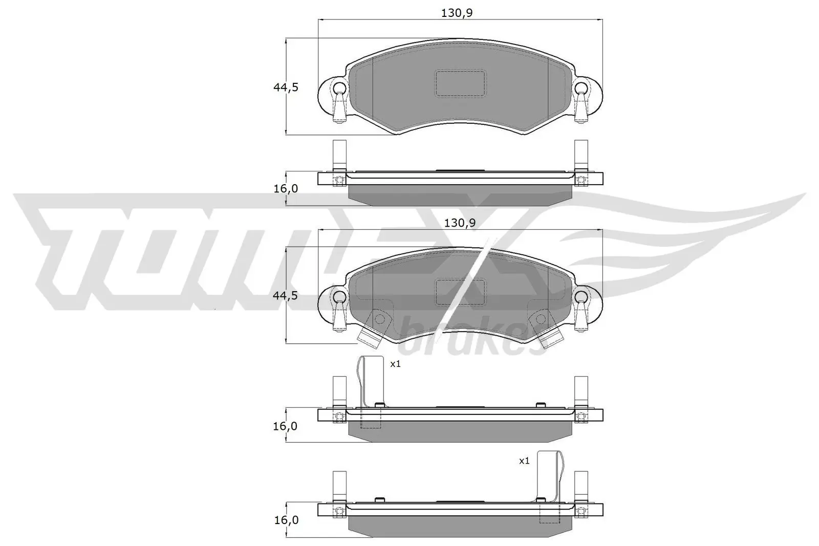 Sada brzdových destiček, kotoučová brzda TOMEX Brakes 12-96