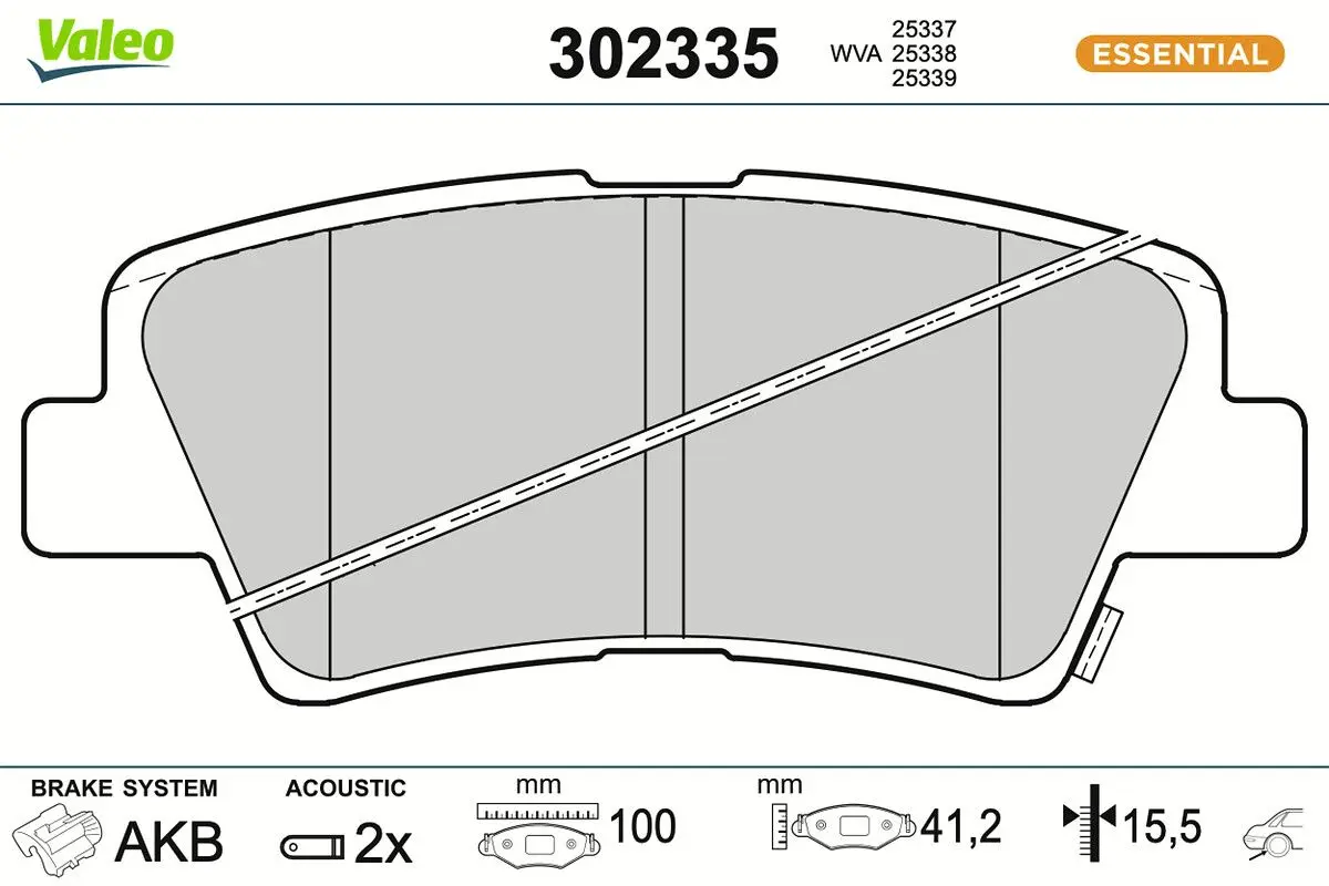 Sada brzdových destiček, kotoučová brzda VALEO 302335