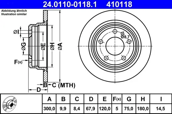 Brzdový kotouč ATE 24.0110-0118.1