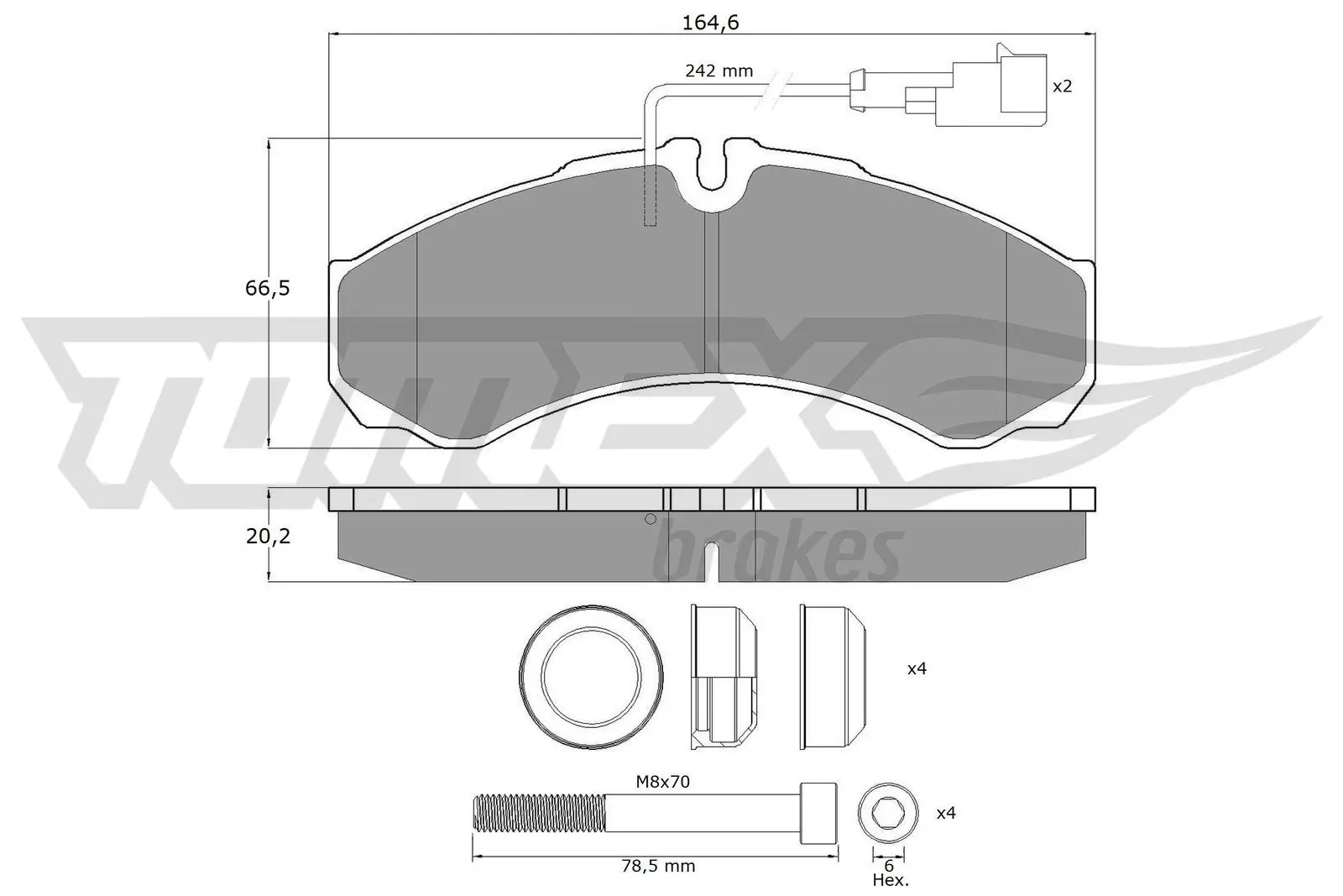 Sada brzdových destiček, kotoučová brzda TOMEX Brakes 11-112