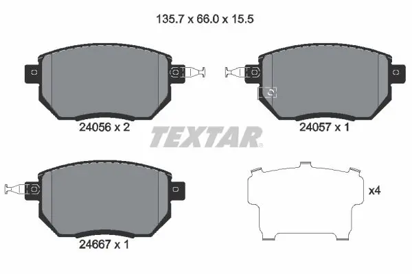 Sada brzdových destiček, kotoučová brzda TEXTAR 2405601