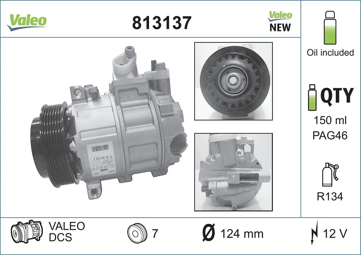 Kompresor, klimatizace VALEO 813137