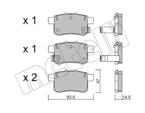 Sada brzdových destiček, kotoučová brzda METELLI 22-0868-0
