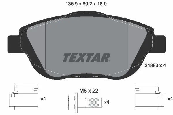 Sada brzdových destiček, kotoučová brzda TEXTAR 2488301