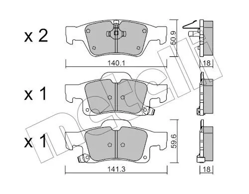 METELLI Sada brzdových destiček, kotoučová brzda 2209280