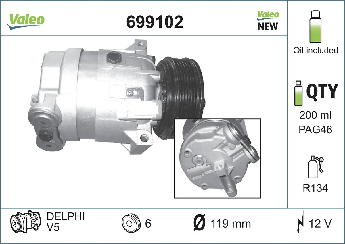 Kompresor, klimatizace VALEO 699102