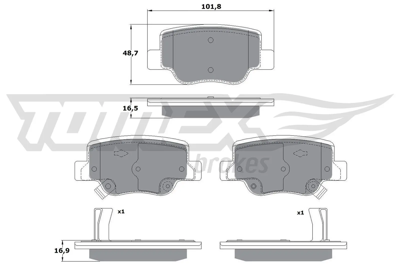 Sada brzdových destiček, kotoučová brzda TOMEX Brakes 17-58
