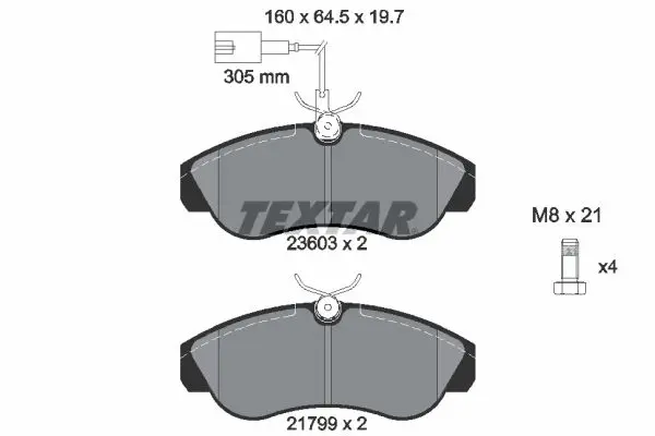 Sada brzdových destiček, kotoučová brzda TEXTAR 2360301