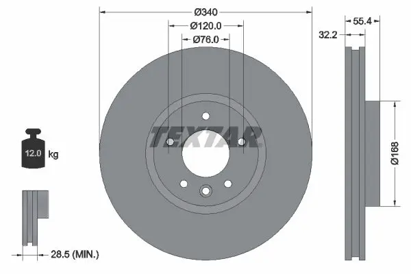 TEXTAR Brzdový kotouč 92230305