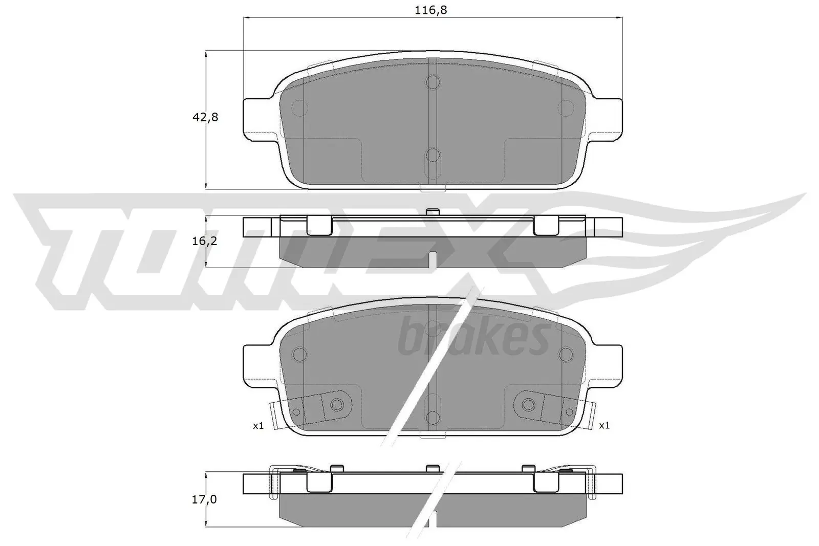Sada brzdových destiček, kotoučová brzda TOMEX Brakes 16-52
