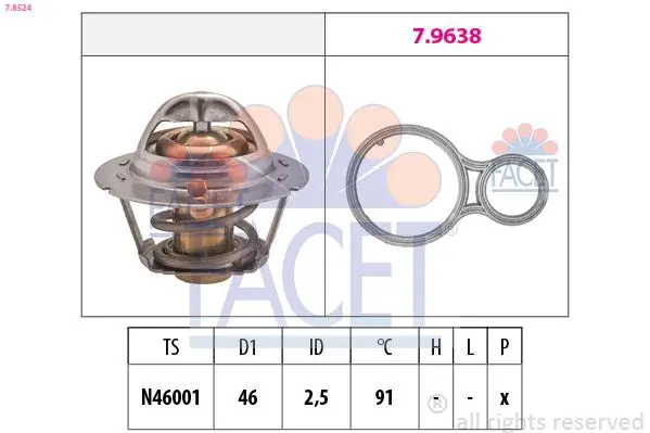 Termostat, chladivo FACET 7.8524