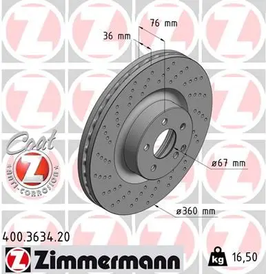 Brzdový kotouč ZIMMERMANN 400.3634.20