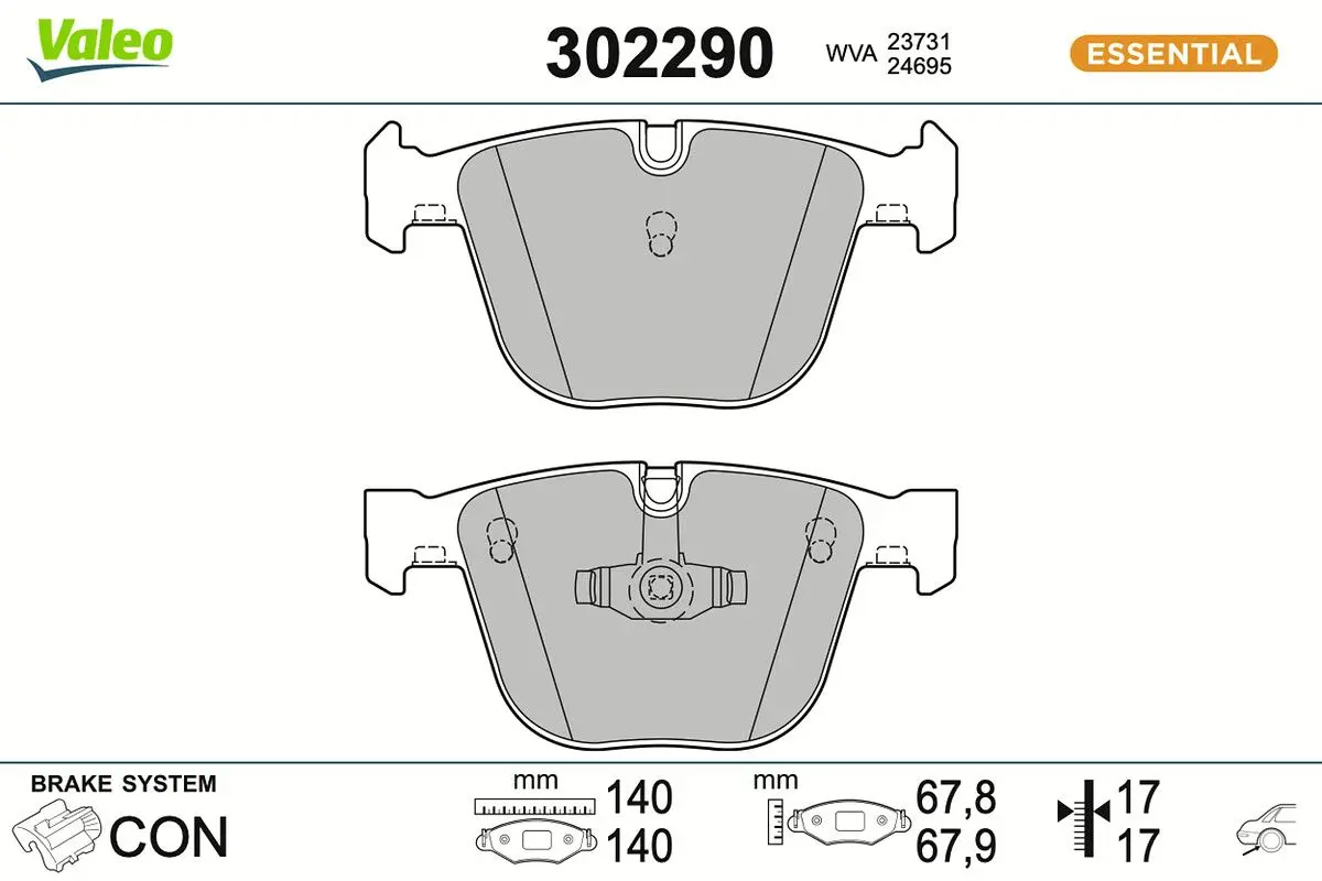 Sada brzdových destiček, kotoučová brzda VALEO 302290