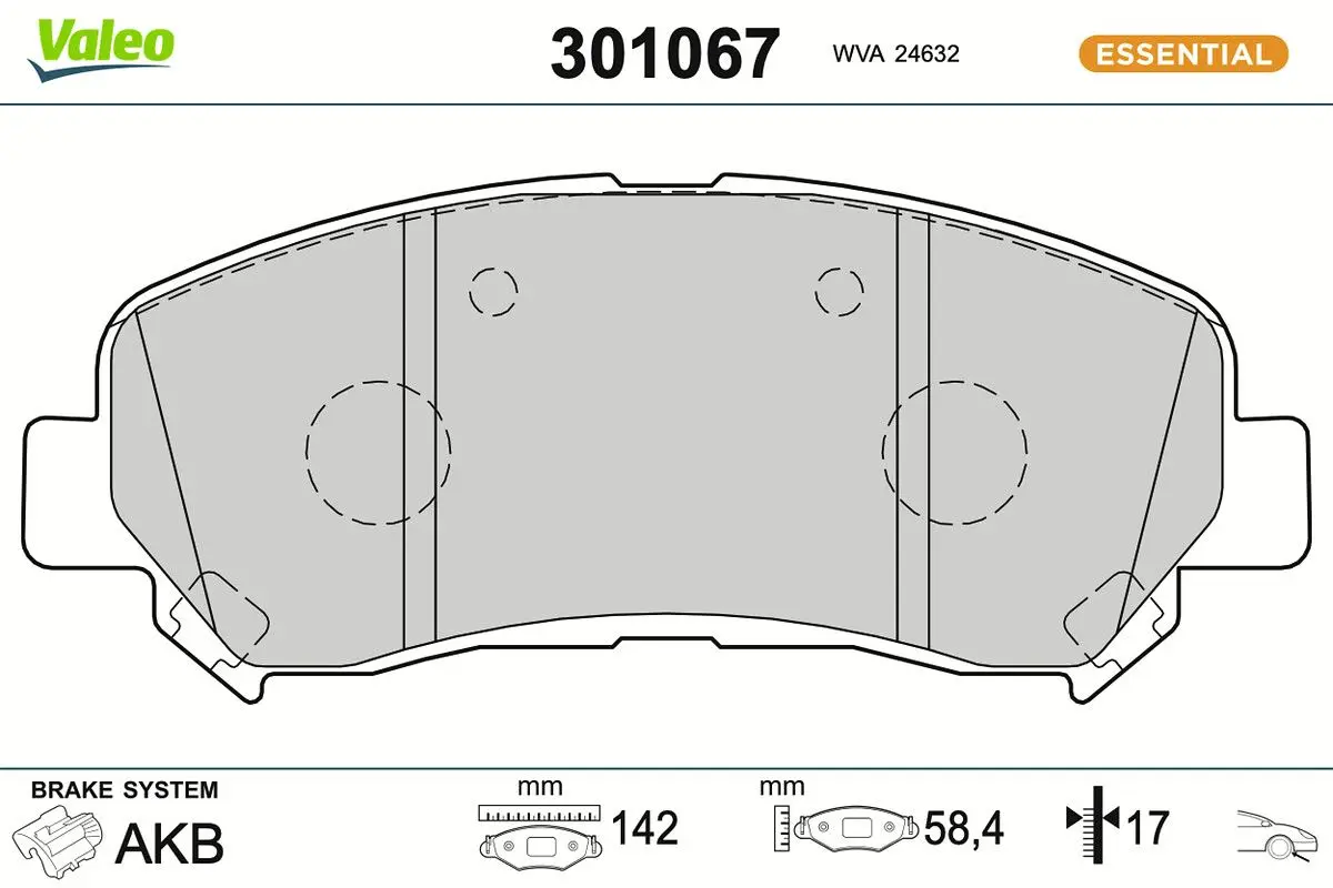 Sada brzdových destiček, kotoučová brzda VALEO 301067