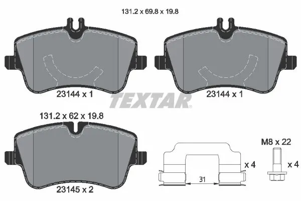 Sada brzdových destiček, kotoučová brzda TEXTAR 2314401