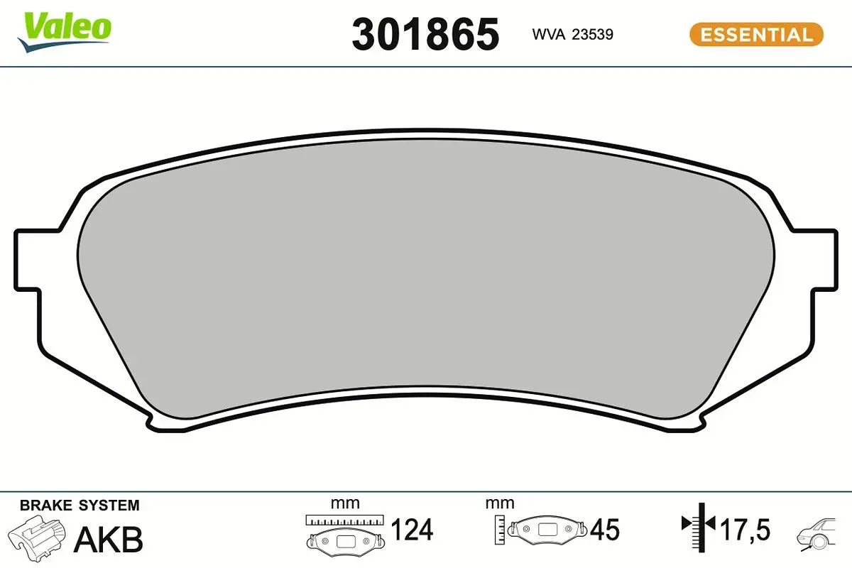 Sada brzdových destiček, kotoučová brzda VALEO 301865