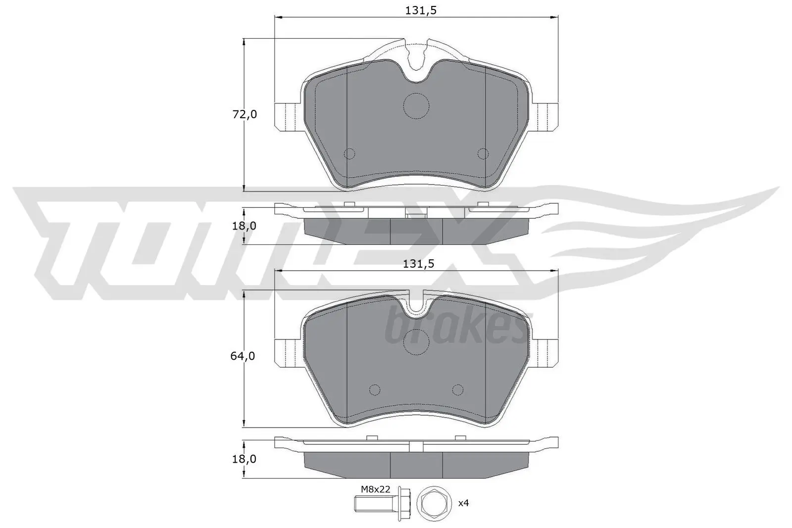 Sada brzdových destiček, kotoučová brzda TOMEX Brakes 16-04