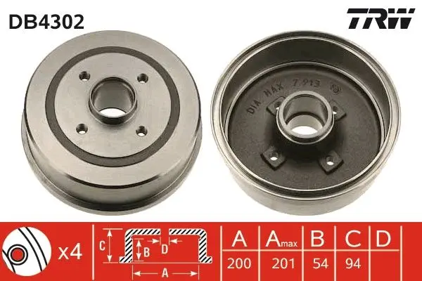 TRW Brzdový buben DB4302
