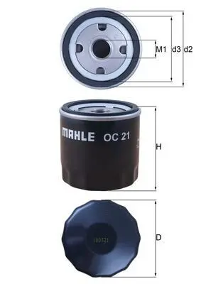 Mahle filtr Olej OC21 MQ 3107750 BUELL M2 1200 CYCLONE 97-02, S1 1200 LIGHTNING 97-99, S1 1200 WHITE LIGHTNING 98-99, S3 1200 THUNDERBOLT 97-98, S3
