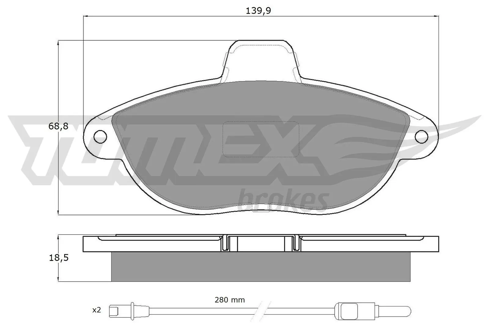 Sada brzdových destiček, kotoučová brzda TOMEX Brakes 13-35