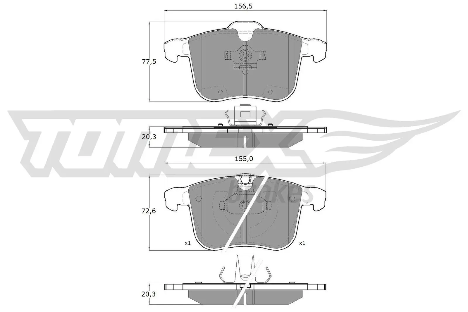 Sada brzdových destiček, kotoučová brzda TOMEX Brakes 16-19