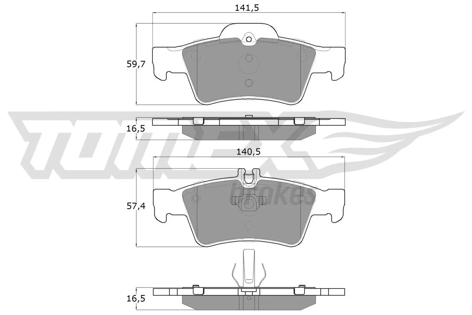 Sada brzdových destiček, kotoučová brzda TOMEX Brakes 14-30